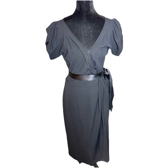 Diane Von Furstenberg Black wrap dress Antoinette Size 10 Short Sleeve - Picture 1 of 7